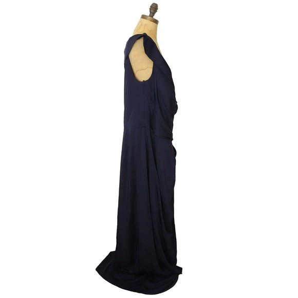 La Femme Surplice Off the Shoulder Column Gown Size 20 Navy Blue NWT B61 - Picture 3 of 6